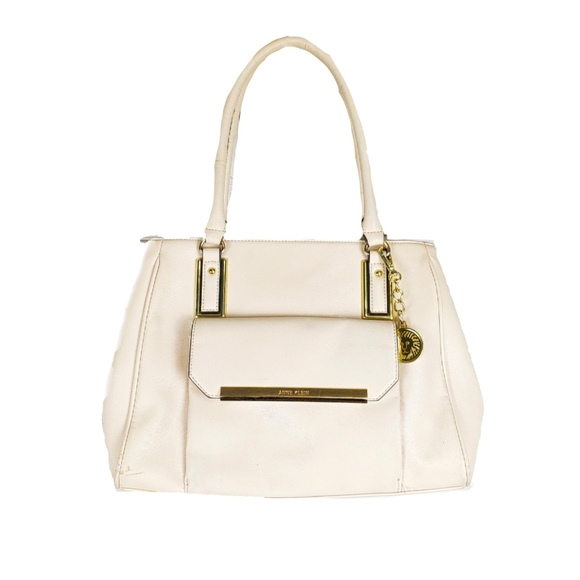 Anne Klein Cream Shimmer Down Large Satchel - Picture 2 of 10